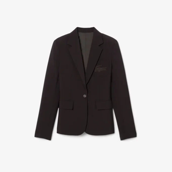 Giacca in lana da donna slim fit con logo ricamato Giacca in lana da donna slim fit con logo ricamato