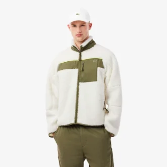 Giacca in pile Sherpa color block da uomo Giacca in pile Sherpa color block da uomo