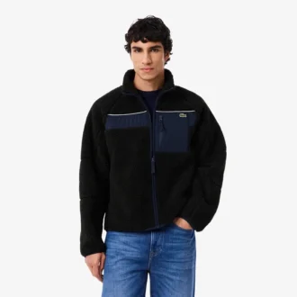 Giacca in pile Sherpa color block da uomo Giacca in pile Sherpa color block da uomo