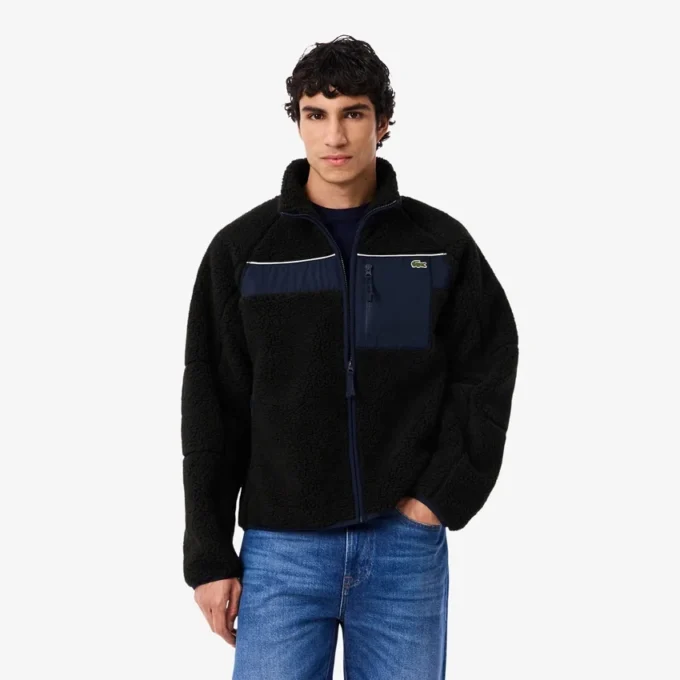 Giacca in pile Sherpa color block da uomo Giacca in pile Sherpa color block da uomo