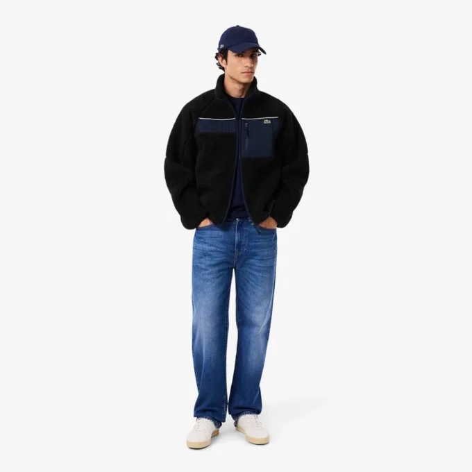 Giacca in pile Sherpa color block da uomo Giacca in pile Sherpa color block da uomo