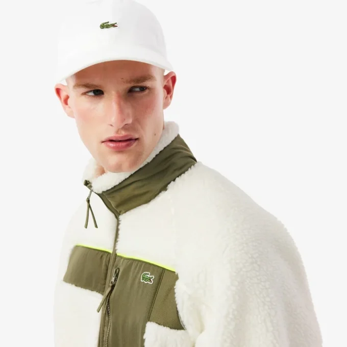 Giacca in pile Sherpa color block da uomo Giacca in pile Sherpa color block da uomo