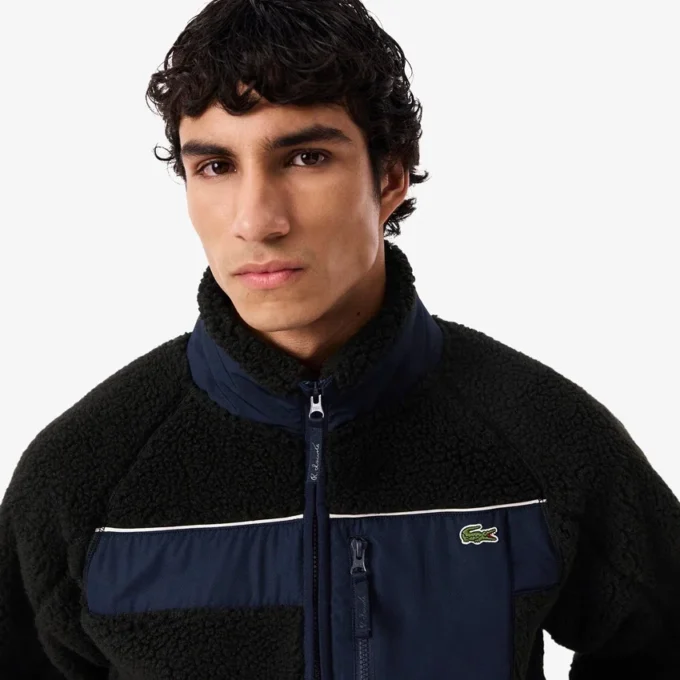 Giacca in pile Sherpa color block da uomo Giacca in pile Sherpa color block da uomo