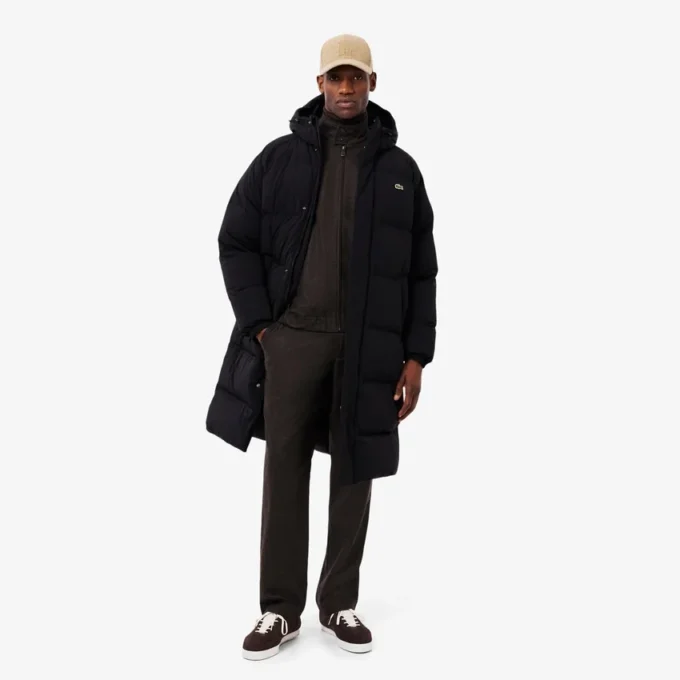 Giacca lunga da uomo in piuma idrorepellente