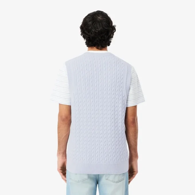 Gilet da uomo in maglia a trecce di cotone Gilet da uomo in maglia a trecce di cotone