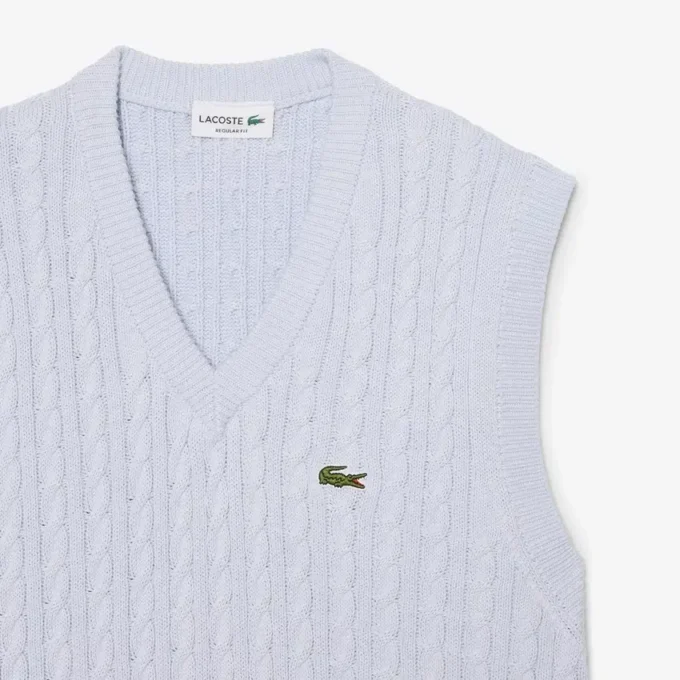 Gilet da uomo in maglia a trecce di cotone Gilet da uomo in maglia a trecce di cotone