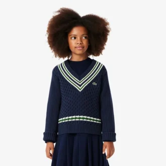Gilet in cotone con scollo a V da bambina