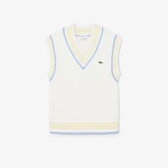 Gilet in maglia a coste a righe in cotone