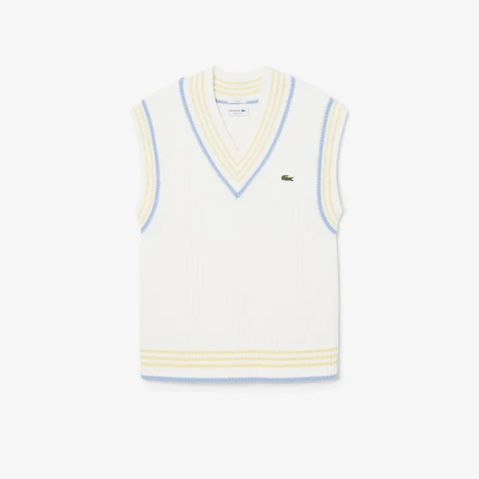Gilet in maglia a coste a righe in cotone Gilet in maglia a coste a righe in cotone