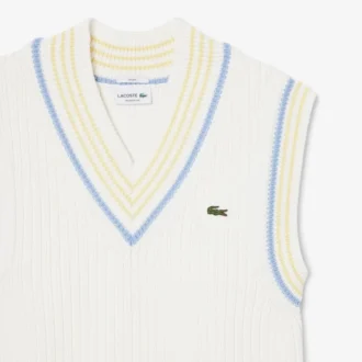 Gilet in maglia a coste a righe in cotone