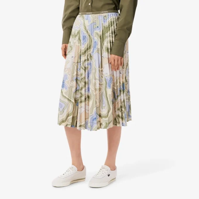 Gonna a pieghe con stampa Topography da donna Gonna a pieghe con stampa Topography da donna