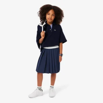 Gonna a pieghe in cotone Oxford da bambina