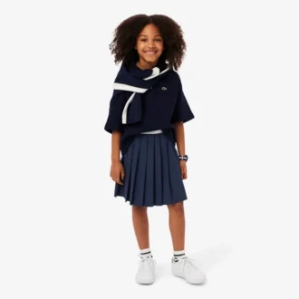 Gonna a pieghe in cotone Oxford da bambina