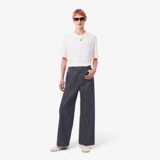 Jeans da uomo a gamba larga con bordino