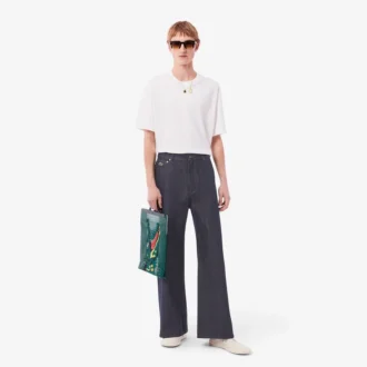 Jeans da uomo a gamba larga con bordino