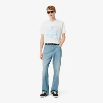 Jeans in denim da uomo a 5 tasche dal taglio ampio
