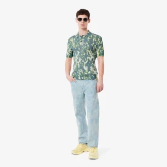 Jeans in denim da uomo a taglio dritto con motivo stampato