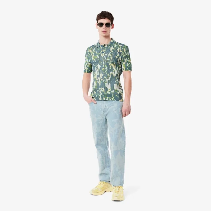 Jeans in denim da uomo a taglio dritto con motivo stampato Jeans in denim da uomo a taglio dritto con motivo stampato