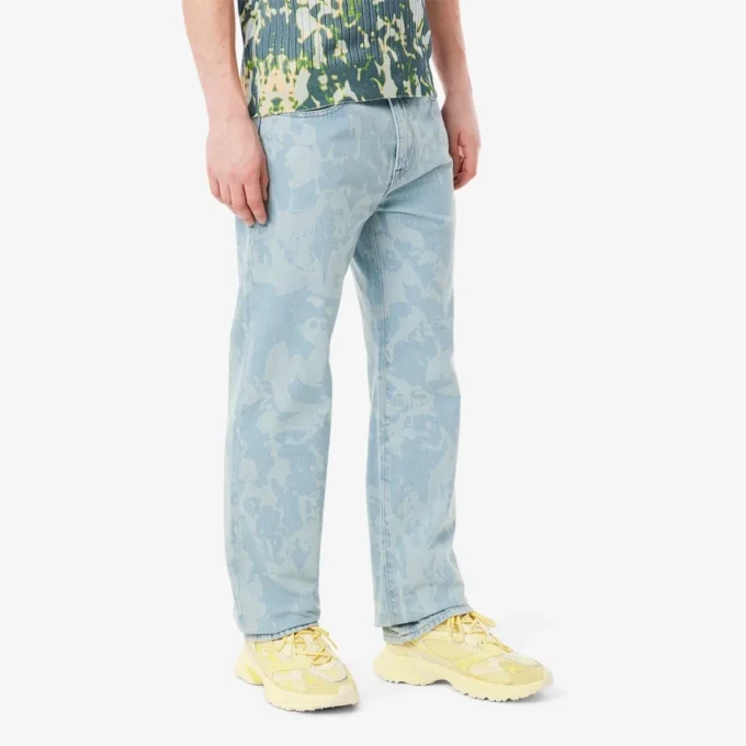 Jeans in denim da uomo a taglio dritto con motivo stampato Jeans in denim da uomo a taglio dritto con motivo stampato