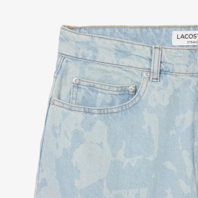 Jeans in denim da uomo a taglio dritto con motivo stampato Jeans in denim da uomo a taglio dritto con motivo stampato