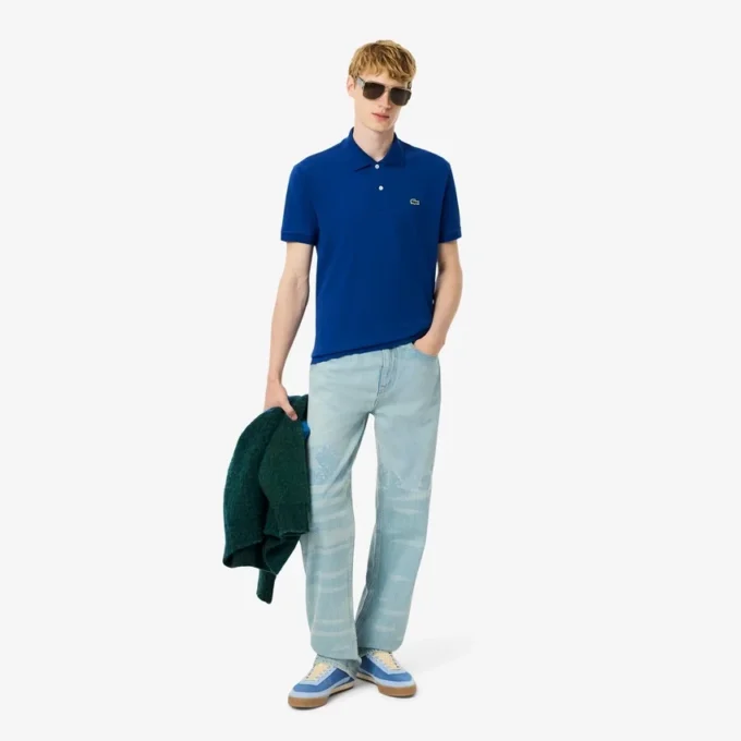 Jeans in denim da uomo a vestibilità dritta con motivo paesaggistico Jeans in denim da uomo a vestibilità dritta con motivo paesaggistico