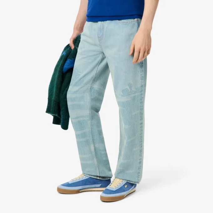 Jeans in denim da uomo a vestibilità dritta con motivo paesaggistico Jeans in denim da uomo a vestibilità dritta con motivo paesaggistico