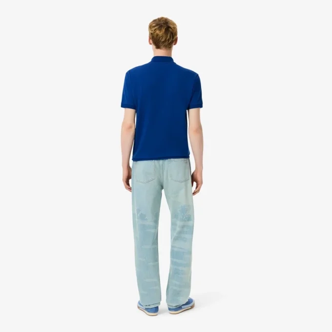 Jeans in denim da uomo a vestibilità dritta con motivo paesaggistico Jeans in denim da uomo a vestibilità dritta con motivo paesaggistico