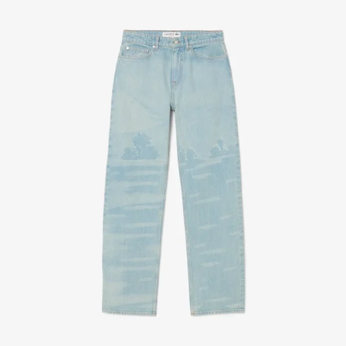 Jeans in denim da uomo a vestibilità dritta con motivo paesaggistico Jeans in denim da uomo a vestibilità dritta con motivo paesaggistico