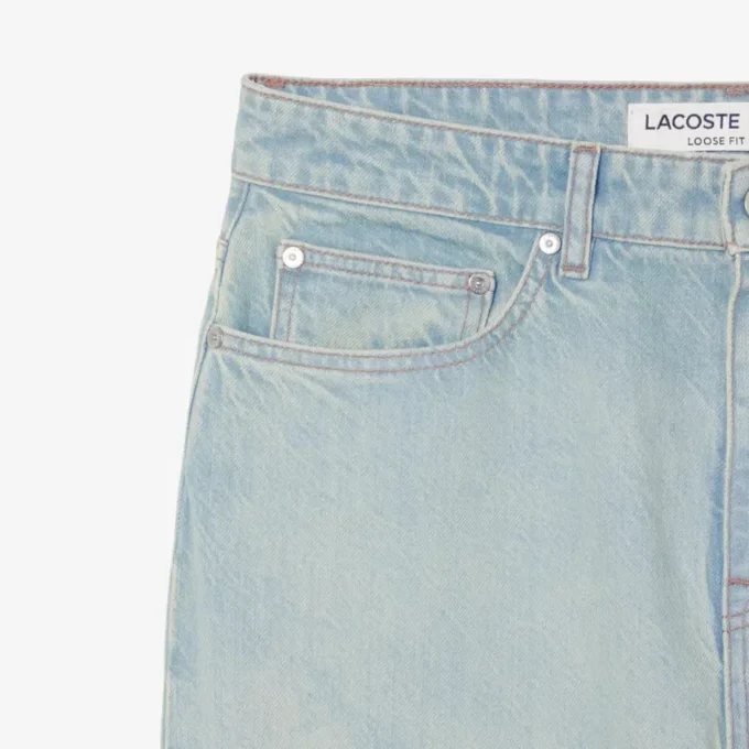 Jeans in denim da uomo a vestibilità dritta con motivo paesaggistico Jeans in denim da uomo a vestibilità dritta con motivo paesaggistico