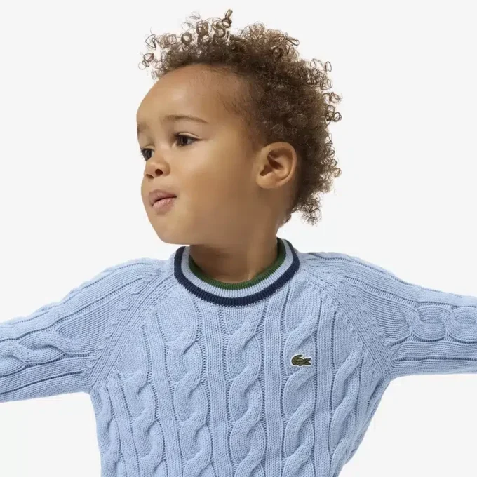Maglione a girocollo in cotone e lana da bambino
