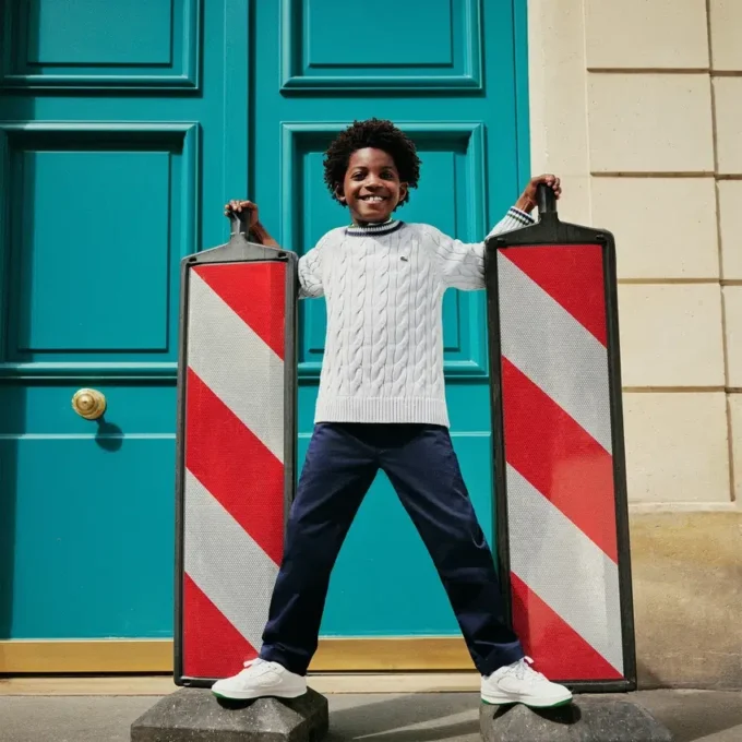 Maglione a girocollo in cotone e lana da bambino