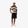 Maglione a maniche corte con collo polo a righe Maglione a maniche corte con collo polo a righe