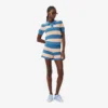 Maglione a righe con collo a polo in maglia a rete Maglione a righe con collo a polo in maglia a rete