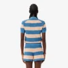 Maglione a righe con collo a polo in maglia a rete Maglione a righe con collo a polo in maglia a rete