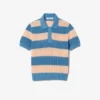 Maglione a righe con collo a polo in maglia a rete Maglione a righe con collo a polo in maglia a rete