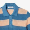 Maglione a righe con collo a polo in maglia a rete Maglione a righe con collo a polo in maglia a rete