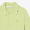Maglione a righe con collo a polo in maglia a trecce Maglione a righe con collo a polo in maglia a trecce