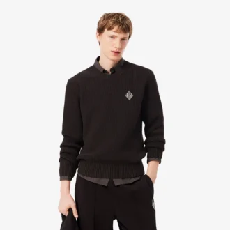 Maglione con badge in maglia a coste perlata