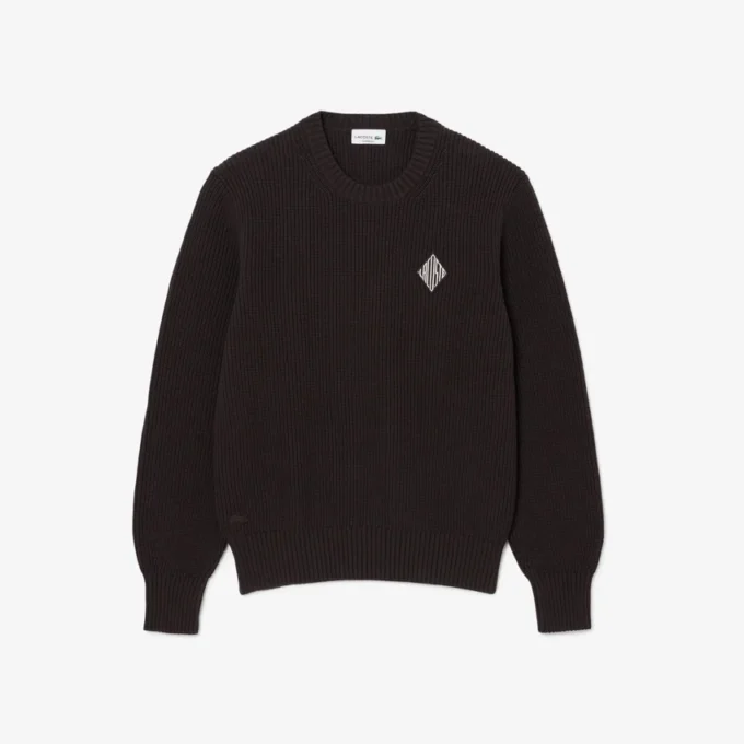 Maglione con badge in maglia a coste perlata Maglione con badge in maglia a coste perlata
