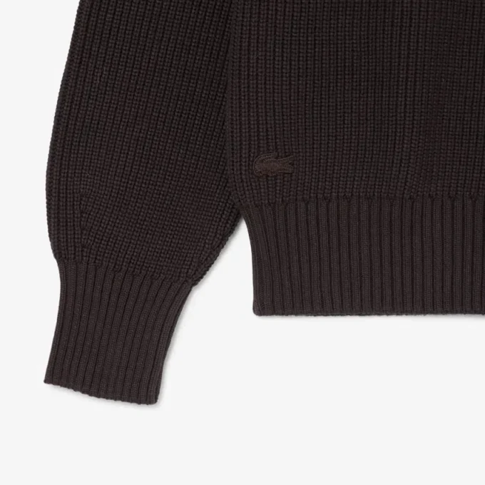 Maglione con badge in maglia a coste perlata Maglione con badge in maglia a coste perlata