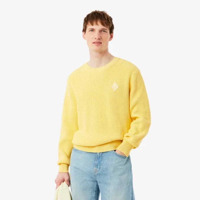 Maglione con badge in maglia a costine perlata Maglione con badge in maglia a costine perlata