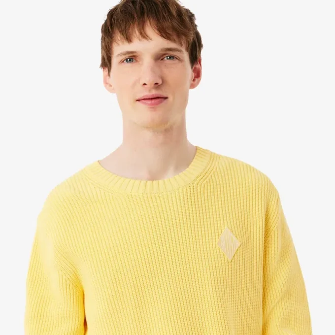 Maglione con badge in maglia a costine perlata Maglione con badge in maglia a costine perlata