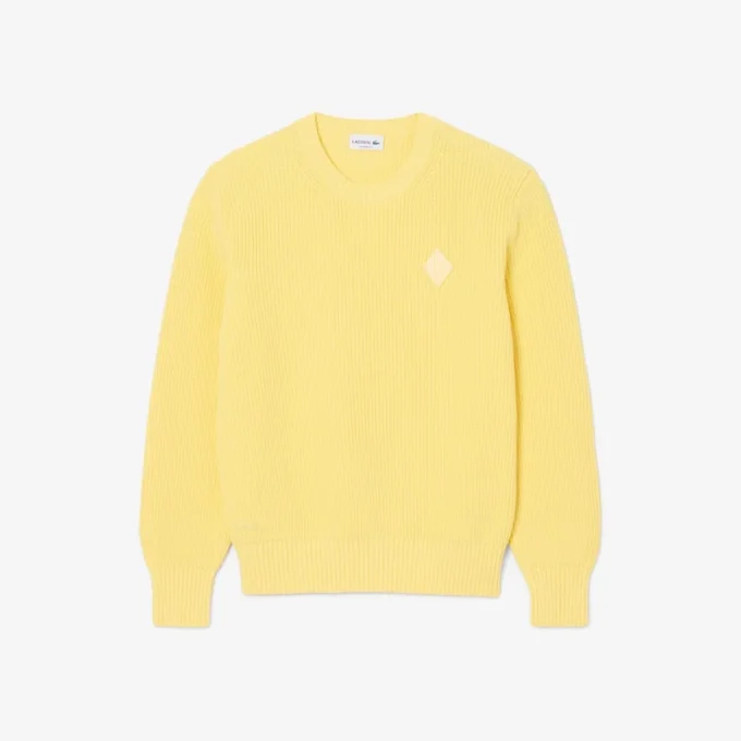 Maglione con badge in maglia a costine perlata Maglione con badge in maglia a costine perlata
