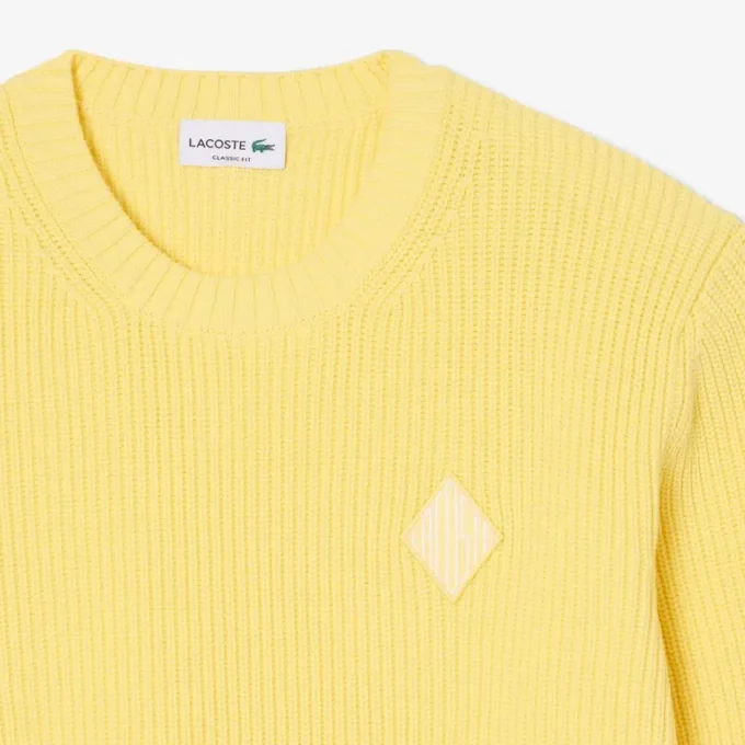 Maglione con badge in maglia a costine perlata Maglione con badge in maglia a costine perlata