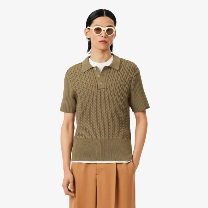 Maglione con collo a polo e lavorazione a trecce Runway Maglione con collo a polo e lavorazione a trecce Runway