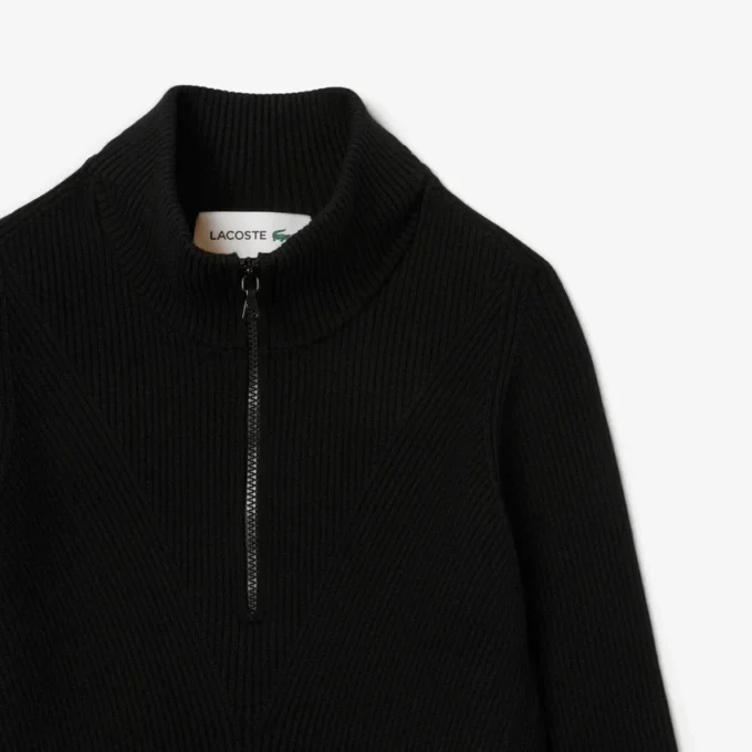Maglione da donna a collo alto in maglia a coste 3D Maglione da donna a collo alto in maglia a coste 3D