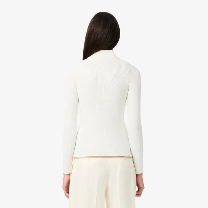 Maglione da donna a collo alto in maglia a coste 3D Maglione da donna a collo alto in maglia a coste 3D