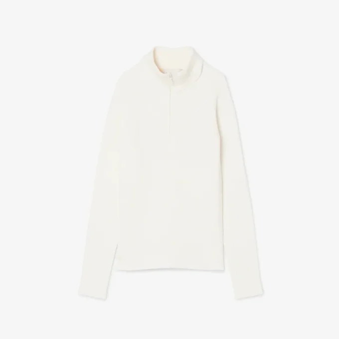 Maglione da donna a collo alto in maglia a coste 3D Maglione da donna a collo alto in maglia a coste 3D