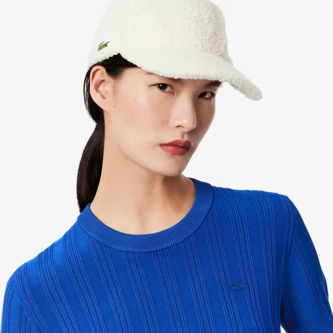 Maglione da donna a maniche corte in maglia a costine Maglione da donna a maniche corte in maglia a costine