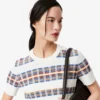 Maglione da donna a maniche corte in maglia a costine Maglione da donna a maniche corte in maglia a costine